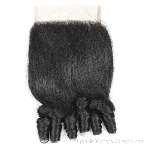12A double drawn spring curly fumi hair bundles with 4x4 transparent lace closure wholesale double drawn cuticle aligned hair